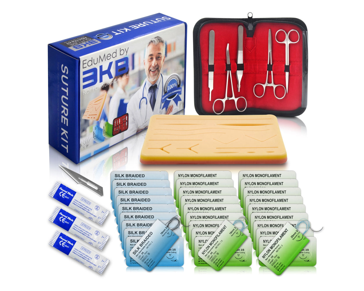 EduMed 41 Piece Practice Suture Kit for Medical and Veterinary Student Training (Demonstration and Education Use Only)
